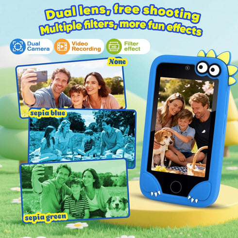3-10 3.97" 200+ Kids Cell Phone Toy, Educational Learning Smart Phone for Toddlers Ages with Touch Screen, Dual Camera