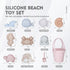 11Pcs Set,Silicone 8 MarcZero Silicone Beach Toys,Modern Baby Beach Toys,Travel Friendly Beach Bucket, Shovel, Sand