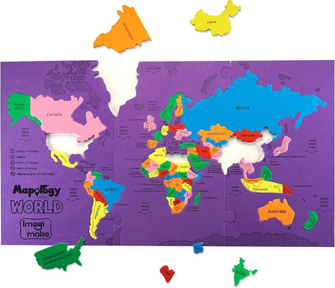 Imagimake Mapology World Map Puzzle | Educational Toys for Kids Ages 4-8 | Gifts for 6 Year Old Boys & Girls
