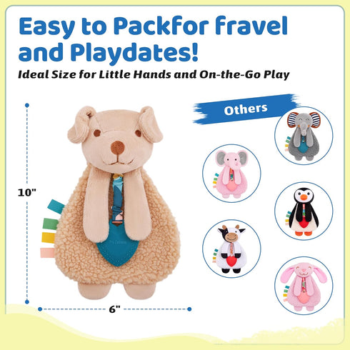 Pro Goleem 0 3 6 9 12 Dog Loveys for Babies Girl and Boy, Baby Lovey with Teether, Baby Toys Months, Safety Teething