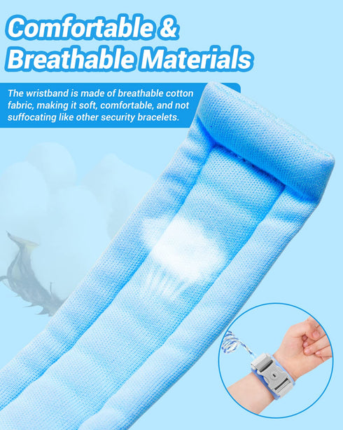 Dr.meter Kids Leash for Toddler - 8.2ft Reflective Anti Lost Wrist Link with Key & Lock, Blue