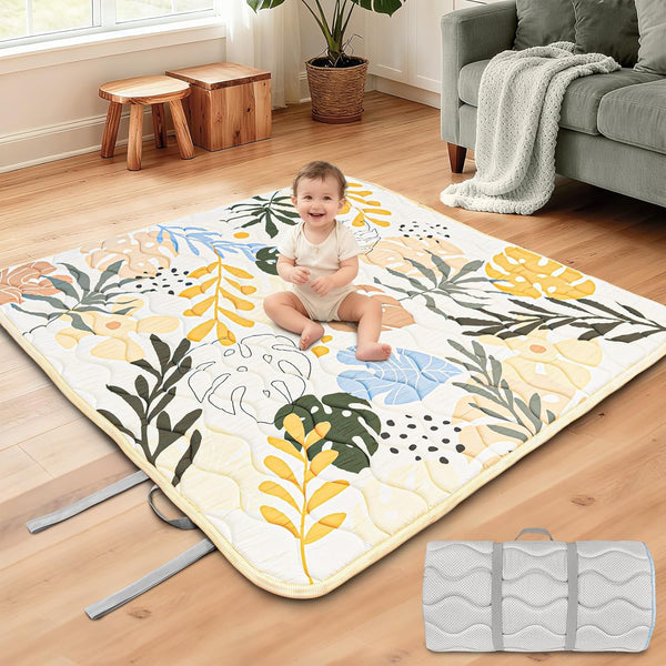 Baby Play Mat for Floor, Portable 50x50 Thickened Foam Playpen Mat, Foldable