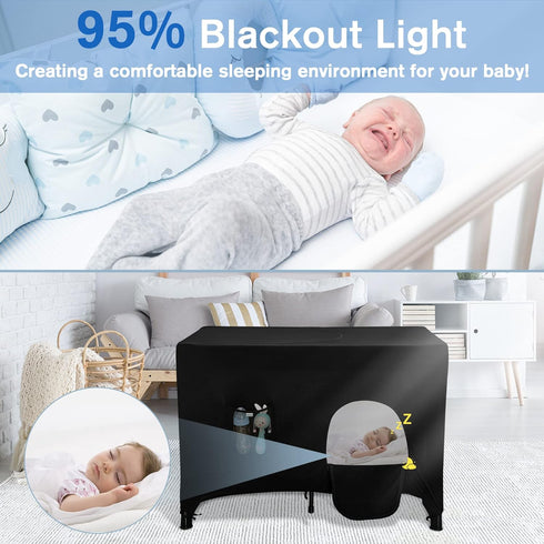 Pack Poudee n Play Blackout Cover Travel Crib Blackout Cover Breathable Blackout Tent for Travel Crib Portable Stretchy