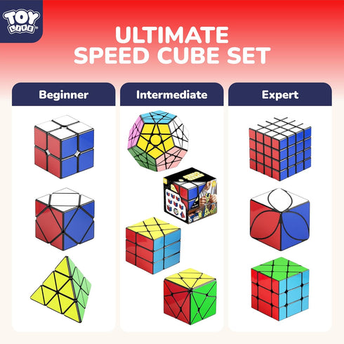 Set 10 Pack, 2x2, 3x3, 4x4 8+ STEAM Life Speed Cube Variety of Shapes & Difficulty Levels Includes Pyramid, Mirror