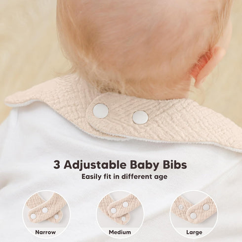 8 Pack 0-36 Bearmoss Baby Bibs for Drooling & Teething Muslin Cotton Soft Absorbent Adjustable Unisex Bibs Boys Girls