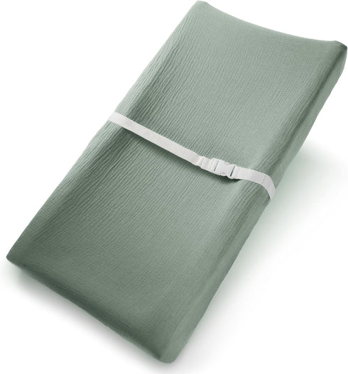 Comfy Cubs Cozy Set Cubs Green/White Muslin Changing Pad Cover & Cotton Blanket