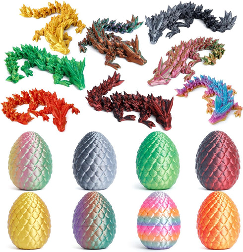 Easter Basket Stuffers - 8PCS 3D Printed Dragon Eggs with Dragon Inside,
