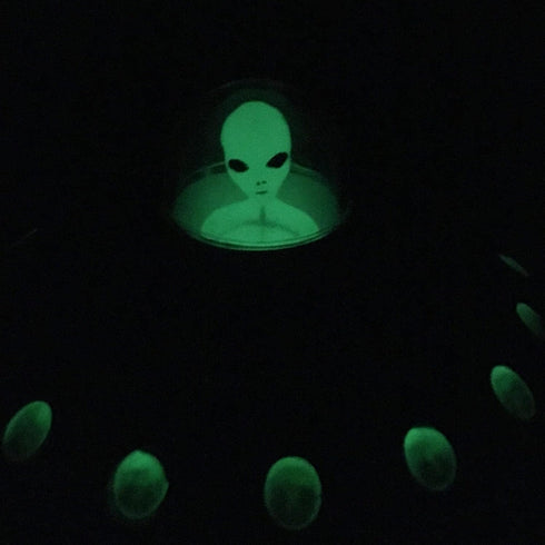 Off the Wall Toys Alien Glow-in-The-Dark UFO Space Ship with Bendable Action Figure Toy