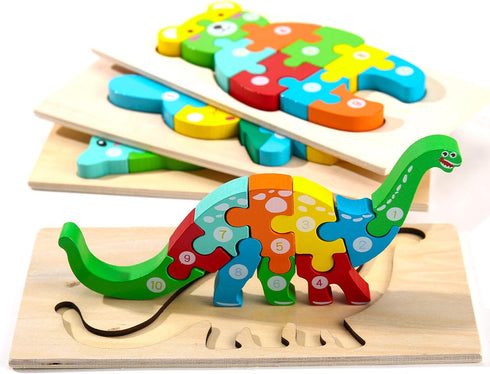 Montessori Mama Wooden Toddler Puzzles - 4-Pack Learning Toys for Kids Ages 2-4
