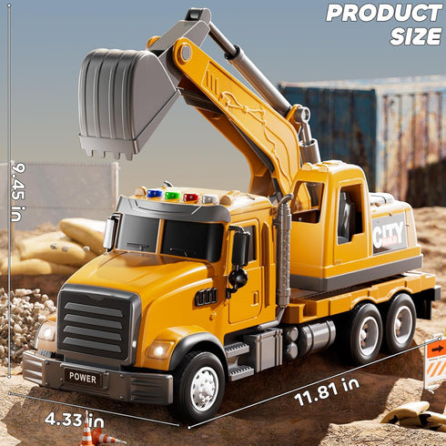 3-5 4-6, 2-4 4-7 1-3 JUKUDAHU Excavator Toys for Boys Aged Play Excavator with Light and Sound, Toy Truck Construction