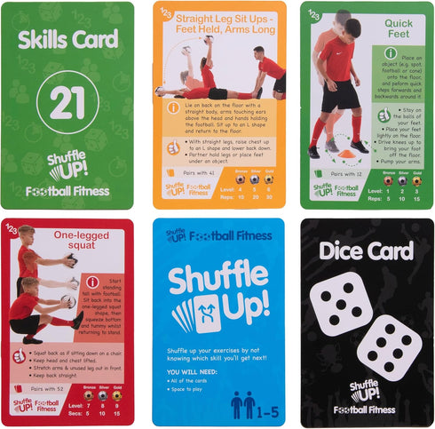 70+ 2 Shuffle Up Soccer Card Games - Fun & Active Skills Cards for Kids, Fitness Cards Develop Fundamentals, Stamina