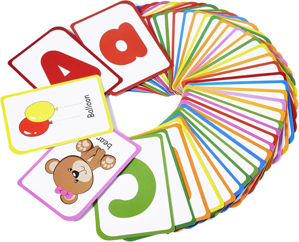 Alphabet Flash Cards for Toddlers: Teach ABC Letters & Words, 52 Double-Sided Uppercase and Lowercase Cards for