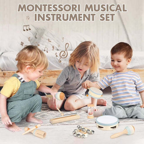 Montessori Music Toys for Toddlers 1-3 - Natural Wooden Instruments for Babies 6-12-18 Months - Educational Gifts