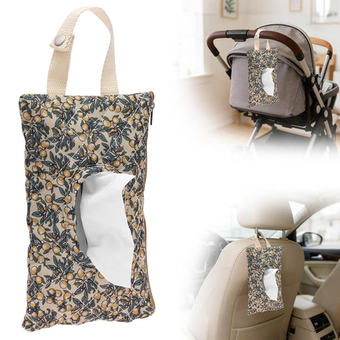 Tcwhniev Baby Wipe Holder, Portable Diaper and Wipes Pouch Hanging Floral with Lanyard Quilted Diaper Bag for Home Car