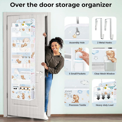 Closet 5-Tier Clastyle Animals Over the Door Organizer Star Nursery Hanging Storage Organizer for Kids Clothes Diaper