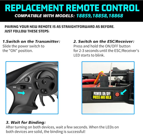 2.4GHz 1/18 18859 18858 18868 (LS103) HAIBOXING RC Car Radio Controller Spare Part Transmitter Apply