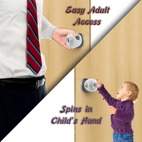 Door Knob Safety Cover for Kids - 5 Pack Baby Proof Door Knob Covers for Child Safety, White