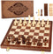 AMEROUS 15 Inches Magnetic Wooden Chess & Checkers Set (2 in 1)