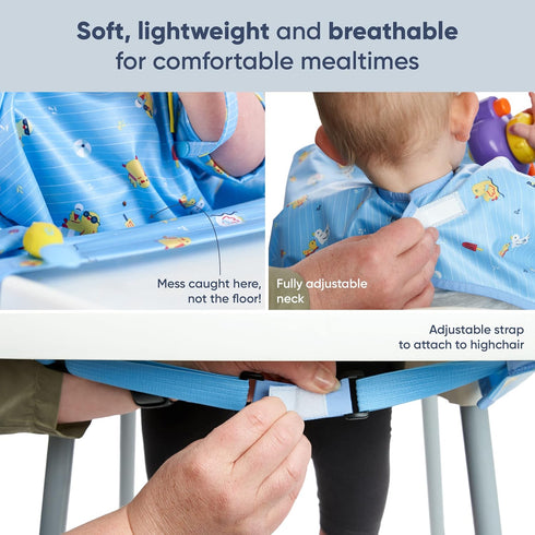 BIBaDO Coverall Baby Feeding Bibs, Weaning Bib, Easy to Clean Baby Bibs for Eating, Adjustable High Chair