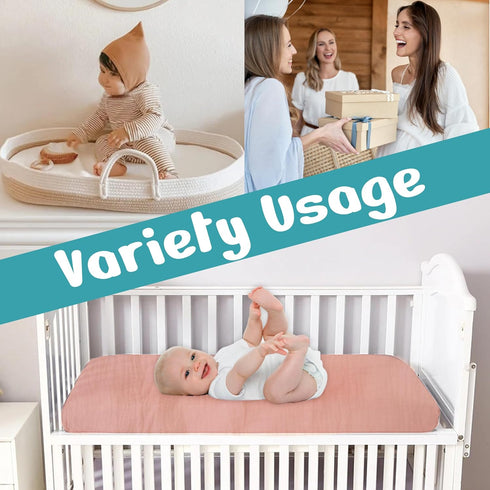 100% Muslin Changing Pad Cover Pack of 2, 32x16 Ultra Soft 120GSM Covers for Boys and Girls - Easy Wash