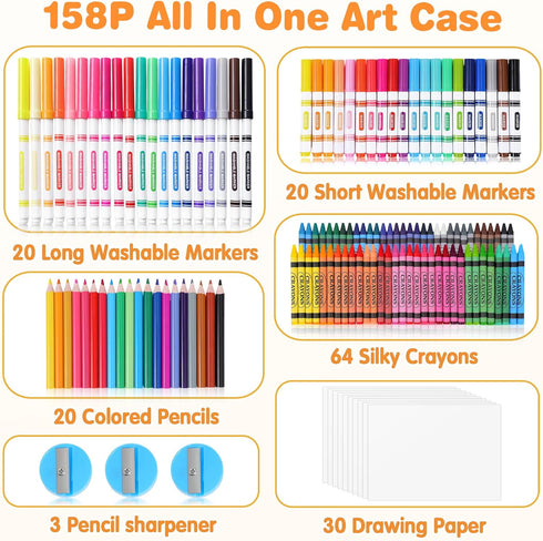 158 4-8, 6-8, Set 3 4 5 6 7 8 Toidgy Pcs Art Supplies for Kids Ages Deluxe Art Kit Crafts Drawing Painting with Colored