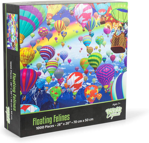 Toynk Floating Felines Hot Air Balloon Puzzle, 1000 Piece Jigsaw Toy for Family Game Night, Interactive Brain Teaser