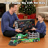 3 4 5 6+ Kids Dinosaurs Semi Trailer Truck Toys, Large Semi Flatbed Truck Toy with Helicopter and Dinosaurs, Lights