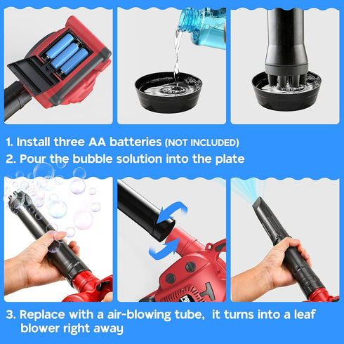 Bubble Leaf Blower for Toddlers, Upgrade Kids Bubble Machine with Gardening Tool Set, 2 in 1 Outdoor Toy