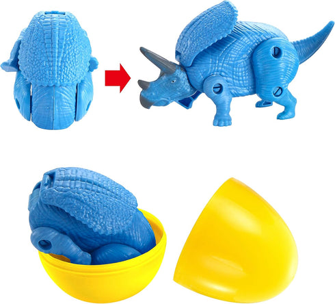 8 JOYIN Pcs Easter Prefilled Eggs Filled with Deformable Transforming Dinosaur with Movable Joints for Easter Basket