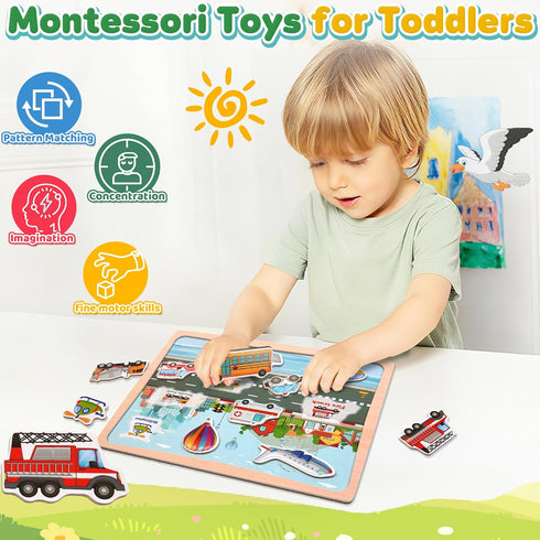11 Magnetic Wooden Puzzle for Toddlers, PCS Airplane Matching Toy Montessori Educational Essential Preschool Learning
