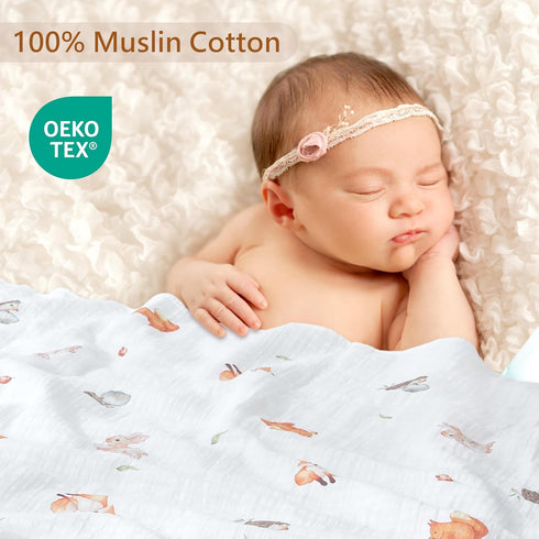 3-Pack 100% 47 47 Inches Cotton Muslin Swaddle Blankets, Large x Breathable Soft Receiving Blankets for Newborns
