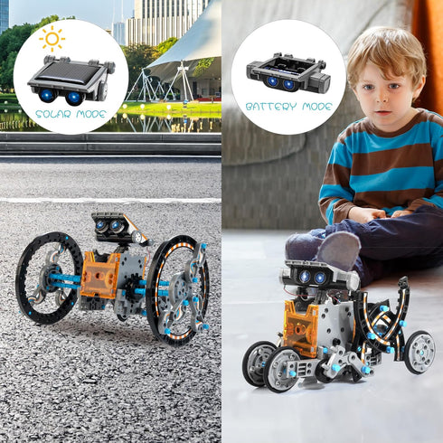 14-in-1 Solar Robot Kit for Kids - STEM Projects for Age 8-12, Educational DIY Solar Power Building Kit
