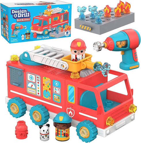 Educational Insights Design & Drill Bolt Buddies Fire Truck - Construction Toys