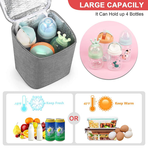 Accmor 4 8oz Breastmilk Cooler Bag, Baby Bottle Cooler Bags, Insulated Tote Bags On The Go, Fits Large Bottles