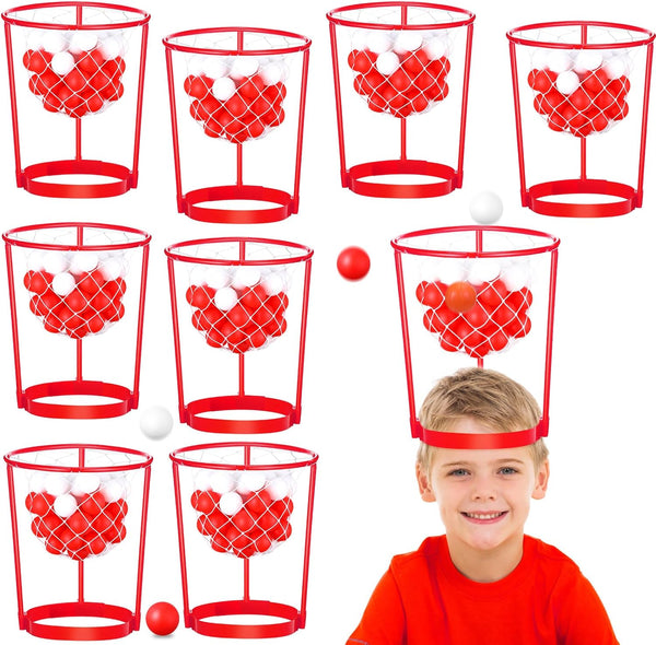 Libima 12 Pcs Head Hoop Basketball Party Game Set for Kids and Adults, Portable Adjustable Headband with Balls for