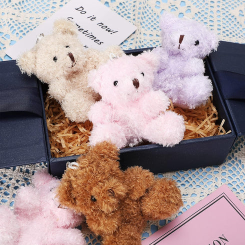 6 Pieces Mini Bear Plush Stuffed - 4 Inch Small Bear Bulk Animal Toys for Baby Shower Party Favors