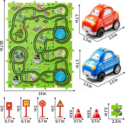 NIPLOOOW 48 Set 3-5, 3 4 5 6 3 4 5 6 7 8 PCS Puzzle Track Car for Boys Kids Toddler Boy Toys for Years Old, Puzzle Race