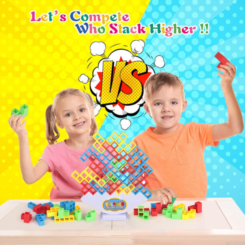 64Pcs 2 LIMYIOM Tetra Tower Game, Family Board for Players Family Games, Christmas Stocking Stuffers for Teen Boys