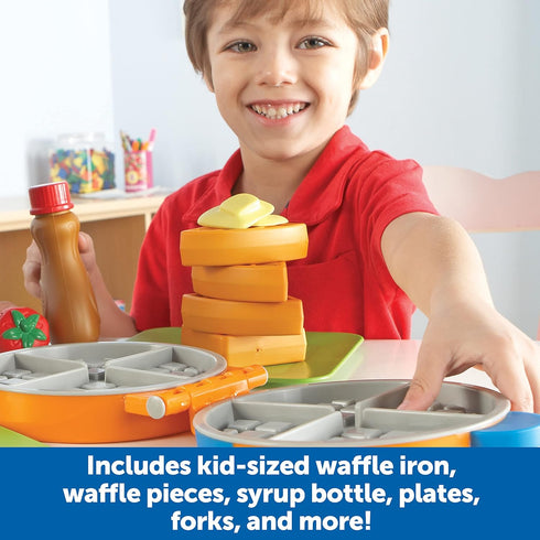 Learning Resources New Sprouts Waffle Time - Breakfast Pretend Play Food Kitchen Toys, Montessori Educational Game
