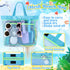 2 Packs Collapsible Beach Buckets for Kids, Foldable Sand Buckets and Shovels with Mesh Beach Bag, Silicone Sand Pails