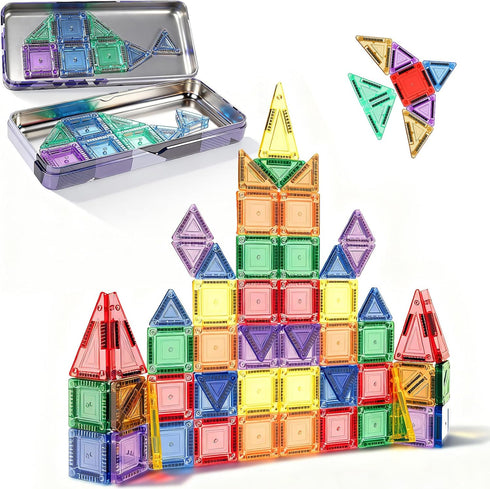 Magnetic Tiles, 70pcs Building Blocks with Storage Case, Toddler Toys Magnetic Blocks,