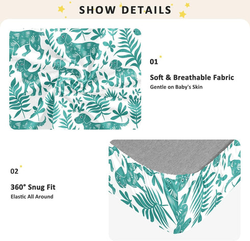 miaozhen 1 Pack 52x28 Cotton Baby Crib Sheets Soft Stretchy Vector Illustration Handdrawn Dog Cyan Unisex Child Crib