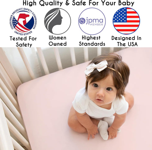 Sweet Jojo Designs Fitted Baby Crib Sheets, Blush Pink, Standard Size for Girls, Infant Nursery, Toddler Room