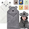 2 Pack Baby Towels with Hood and 5 Baby Washcloths, Ultra Absorbent Cotton Bath Towel Set for Newborn Unisex, 31.5x31.5
