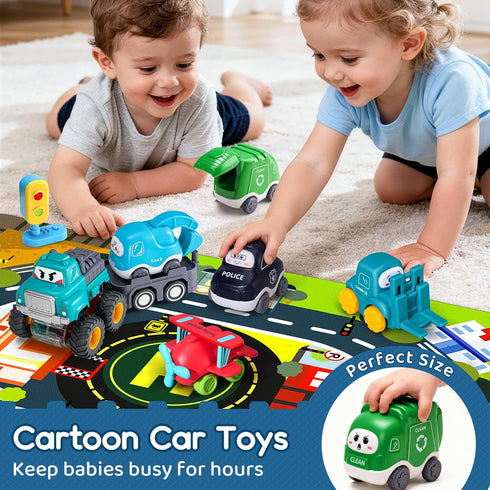1 12-18 1-2 Trailor|1st 1 2 Big Cartoon Truck Car Toys for Year Old Boy with Playmat/Storage Bag|Baby and Toddler Toys