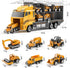 TEMI Toddler Toys for 3-6 Years Old Boys, Die-cast Construction Car Carrier Vehicle Toy Set with Play Mat