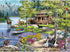 Bits and Pieces 300 Piece Jigsaw Puzzle - Cabin by The Lake, 18" x 24" Woodland Animal