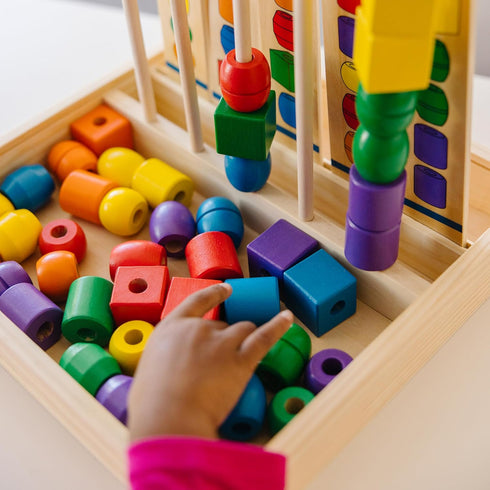 Set 46 5 Melissa & Doug Bead Sequencing with Wooden Beads and Double-Sided Pattern Boards