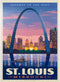MyPuzzle St. Louis, MO Vintage Poster, Gateway Arch at Sunset, Premium 1000 Piece Jigsaw Puzzle