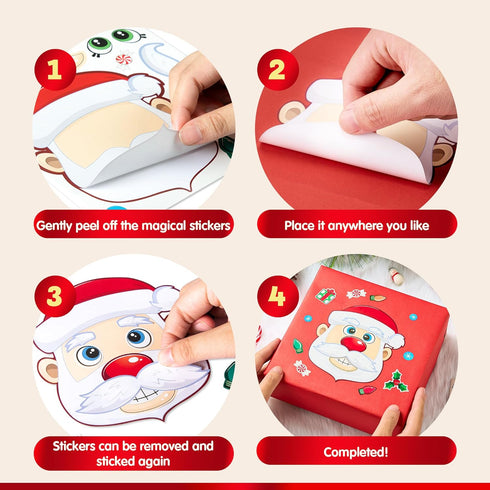 JOYIN 48 Pcs Christmas Make A Face Sticker, Xmas Stickers for Arts & Crafts, Santa, Gnome & More